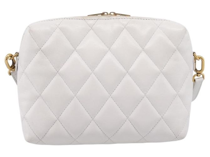 BALENCIAGA Camera Bag Borsa a Tracolla Pelle White Gold 600325 Auth ep16124A Bianco D'oro - vista 2