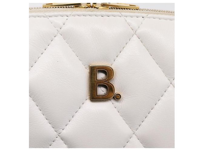 BALENCIAGA Camera Bag Borsa a Tracolla Pelle White Gold 600325 Auth ep16124A Bianco D'oro - vista 20