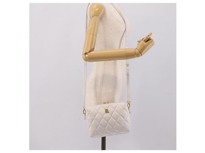 BALENCIAGA Camera Bag Borsa a Tracolla Pelle White Gold 600325 Auth ep16124A Bianco D'oro - vista 25