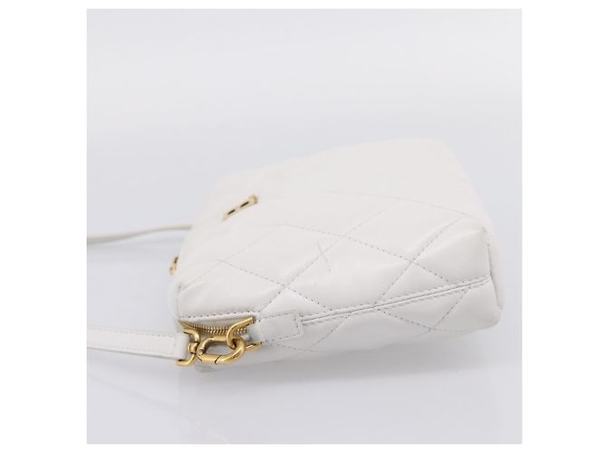 BALENCIAGA Camera Bag Borsa a Tracolla Pelle White Gold 600325 Auth ep16124A Bianco D'oro - vista 3