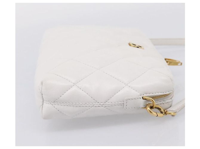 BALENCIAGA Camera Bag Borsa a Tracolla Pelle White Gold 600325 Auth ep16124A Bianco D'oro - vista 5