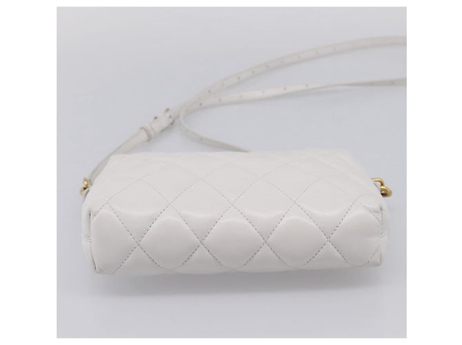 BALENCIAGA Camera Bag Borsa a Tracolla Pelle White Gold 600325 Auth ep16124A Bianco D'oro - vista 6