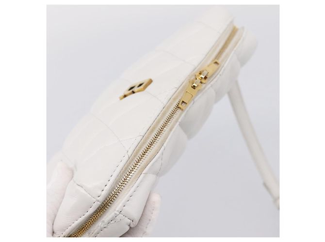 BALENCIAGA Camera Bag Borsa a Tracolla Pelle White Gold 600325 Auth ep16124A Bianco D'oro - vista 7