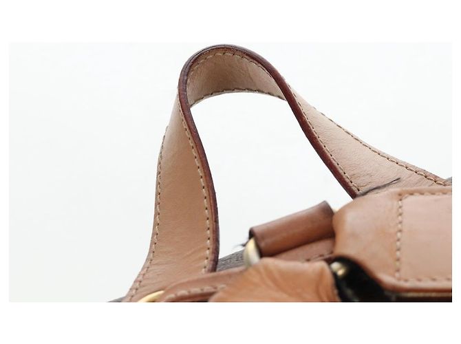 Edge Céline Mochila CELINE Macadam Canvas PVC Leather Brown Gold Auth 204235 Castaño Dorado - vista 15