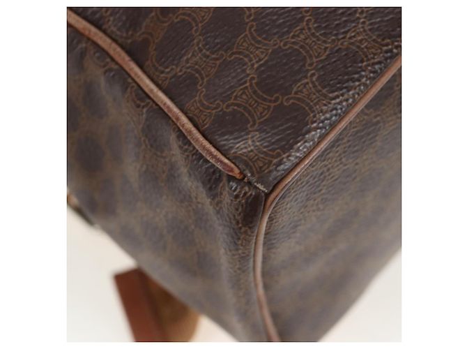 Edge Céline Mochila CELINE Macadam Canvas PVC Leather Brown Gold Auth 204235 Castaño Dorado - vista 18