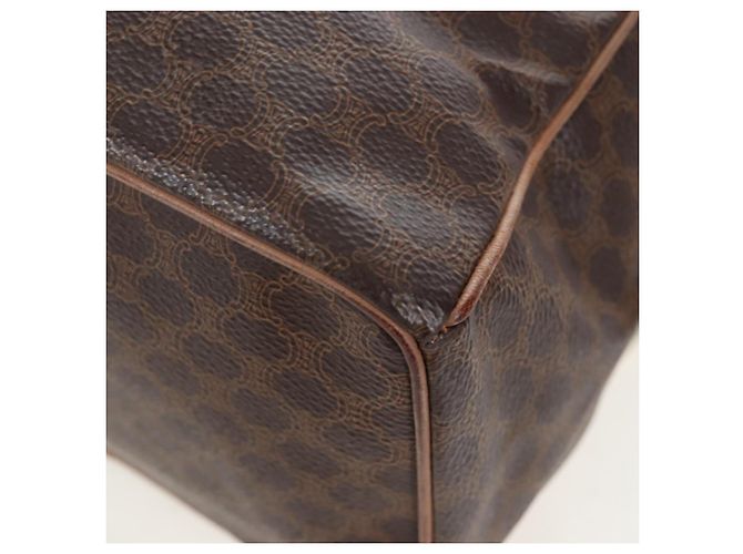 Edge Céline Mochila CELINE Macadam Canvas PVC Leather Brown Gold Auth 204235 Castaño Dorado - vista 19