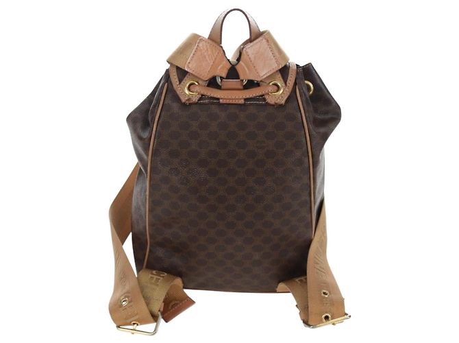 Edge Céline Mochila CELINE Macadam Canvas PVC Leather Brown Gold Auth 204235 Castaño Dorado - vista 2