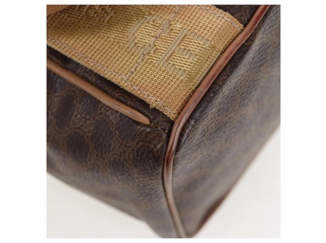 Edge Céline Mochila CELINE Macadam Canvas PVC Leather Brown Gold Auth 204235 Castaño Dorado - vista 20