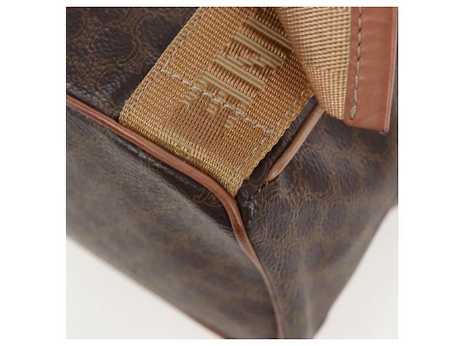 Edge Céline Mochila CELINE Macadam Canvas PVC Leather Brown Gold Auth 204235 Castaño Dorado - vista 21