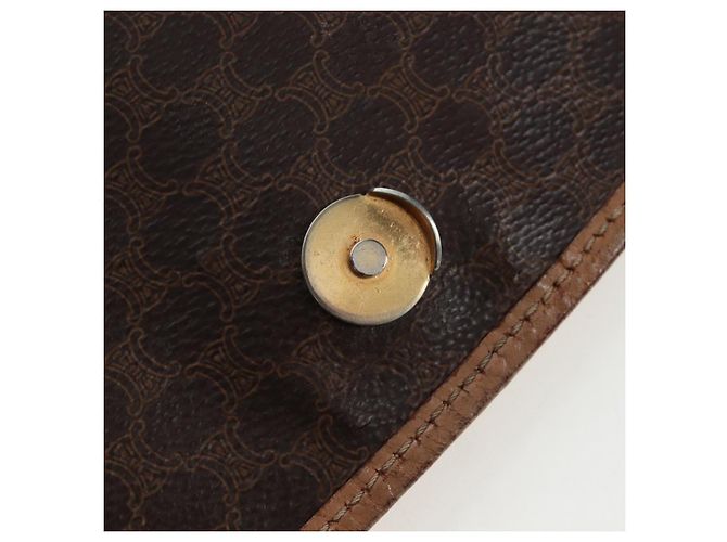 Edge Céline Mochila CELINE Macadam Canvas PVC Leather Brown Gold Auth 204235 Castaño Dorado - vista 24