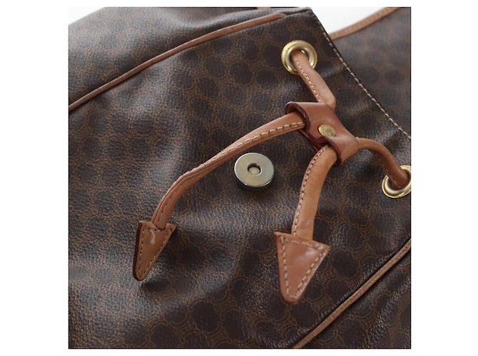 Edge Céline Mochila CELINE Macadam Canvas PVC Leather Brown Gold Auth 204235 Castaño Dorado - vista 25