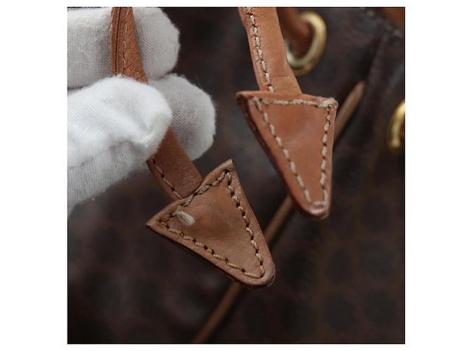 Edge Céline Mochila CELINE Macadam Canvas PVC Leather Brown Gold Auth 204235 Castaño Dorado - vista 26