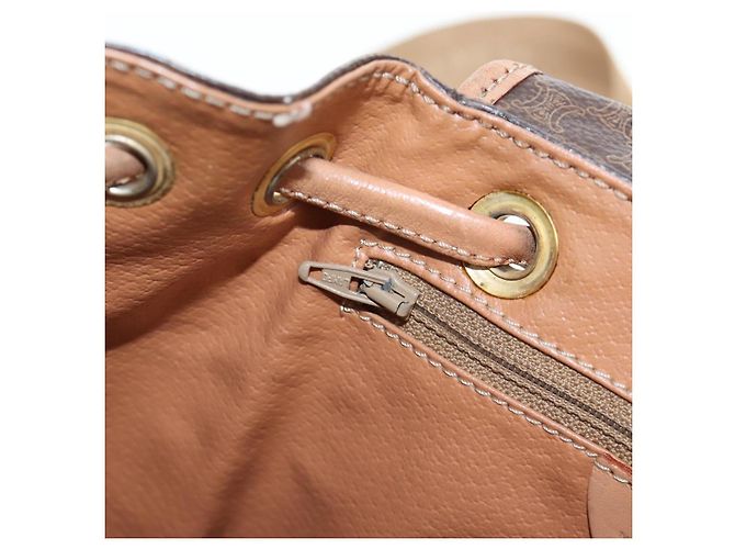 Edge Céline Mochila CELINE Macadam Canvas PVC Leather Brown Gold Auth 204235 Castaño Dorado - vista 29