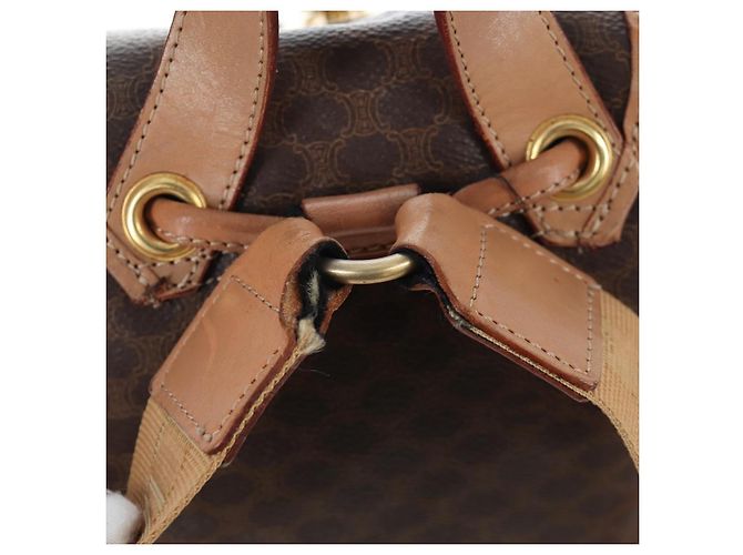 Edge Céline Mochila CELINE Macadam Canvas PVC Leather Brown Gold Auth 204235 Castaño Dorado - vista 4