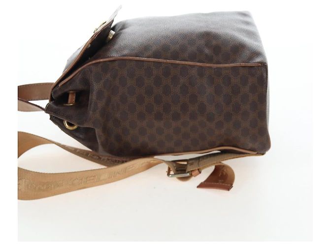 Edge Céline Mochila CELINE Macadam Canvas PVC Leather Brown Gold Auth 204235 Castaño Dorado - vista 5