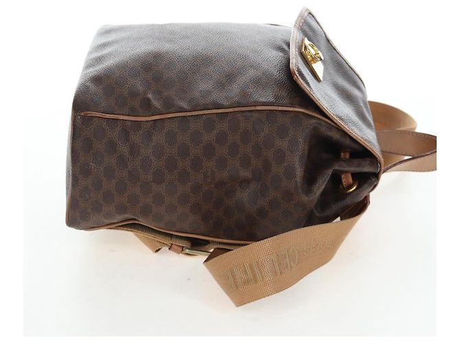 Edge Céline Mochila CELINE Macadam Canvas PVC Leather Brown Gold Auth 204235 Castaño Dorado - vista 6