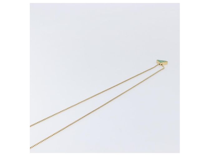Saffiano Borsetta a spalla con catena PRADA in pelle Safiano Green Gold Auth LN130V D'oro Verde - vista 14