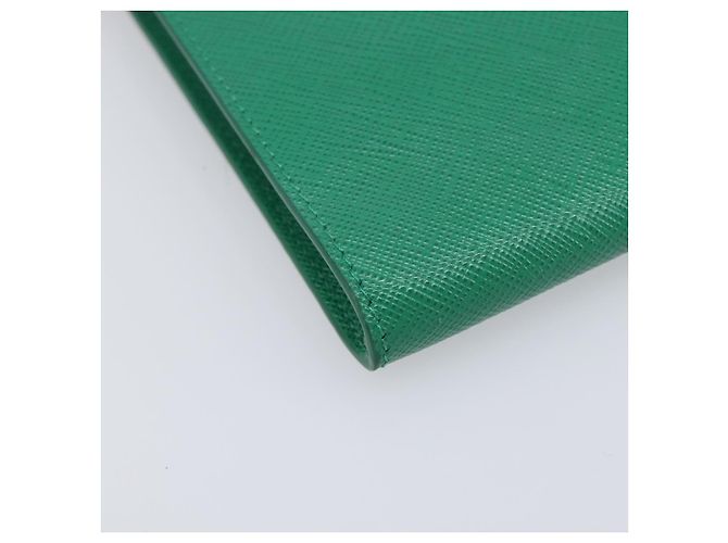 Saffiano Borsetta a spalla con catena PRADA in pelle Safiano Green Gold Auth LN130V D'oro Verde - vista 15