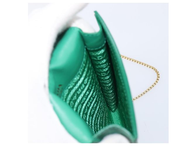 Saffiano Borsetta a spalla con catena PRADA in pelle Safiano Green Gold Auth LN130V D'oro Verde - vista 22