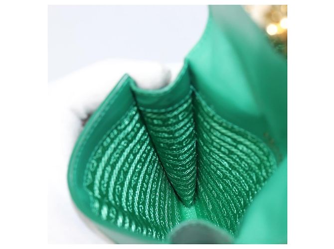 Saffiano Borsetta a spalla con catena PRADA in pelle Safiano Green Gold Auth LN130V D'oro Verde - vista 23