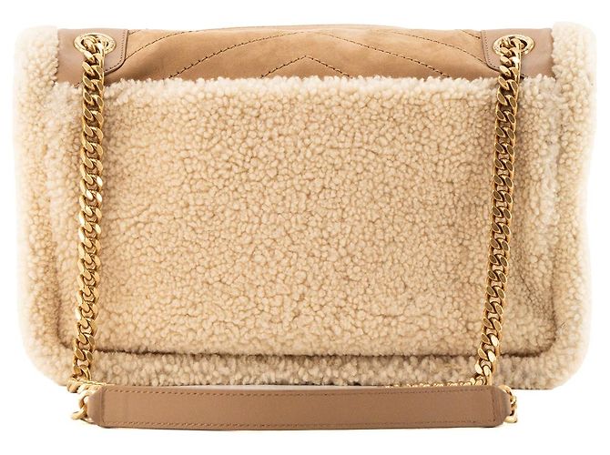 Autre Marque SAINT LAURENT - Borsa a tracolla Niki Saint Laurent in shearling e camoscio marrone - vista 3