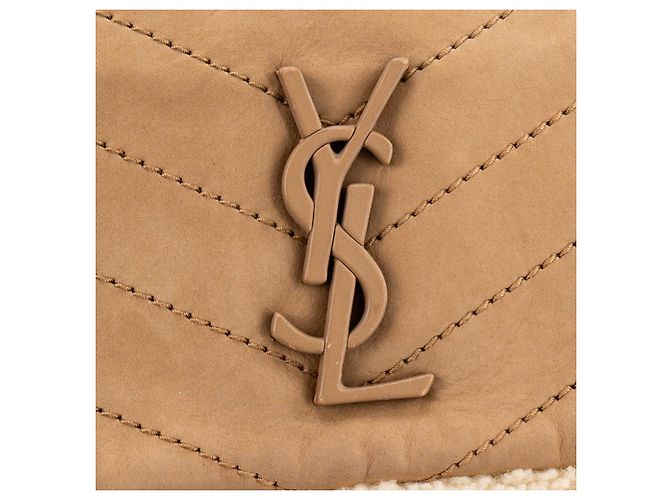 Autre Marque SAINT LAURENT - Borsa a tracolla Niki Saint Laurent in shearling e camoscio marrone - vista 5