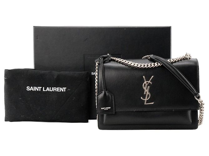 Autre Marque SAINT LAURENT - Borsa a tracolla Saint Laurent Sunset in pelle liscia nera Nero - vista 12