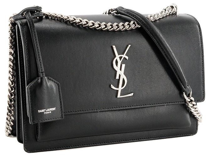 Autre Marque SAINT LAURENT - Borsa a tracolla Saint Laurent Sunset in pelle liscia nera Nero - vista 2