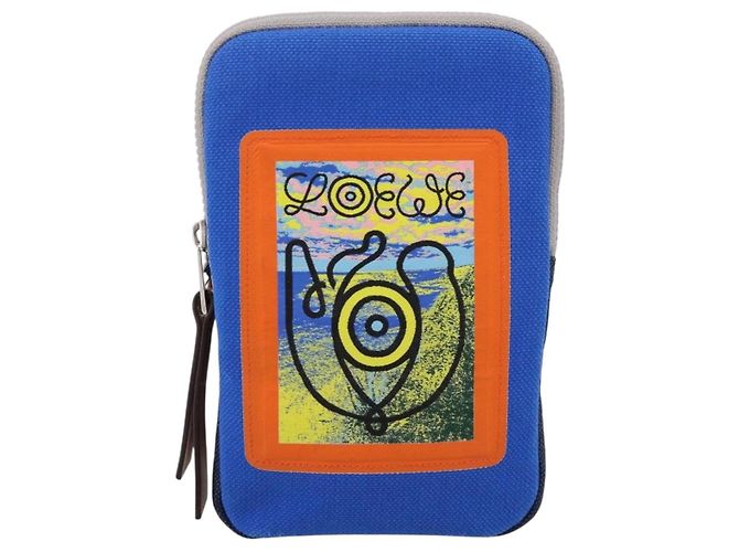 LOEWE Shoulder Pouch Canvas Blue Silver Auth bs37076V Silber Blau - Ansicht 13