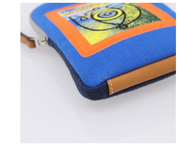 LOEWE Shoulder Pouch Canvas Blue Silver Auth bs37076V Silber Blau - Ansicht 14