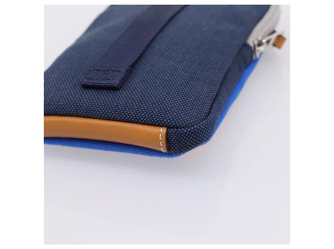 LOEWE Shoulder Pouch Canvas Blue Silver Auth bs37076V Silber Blau - Ansicht 15