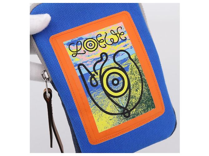 LOEWE Shoulder Pouch Canvas Blue Silver Auth bs37076V Silber Blau - Ansicht 17