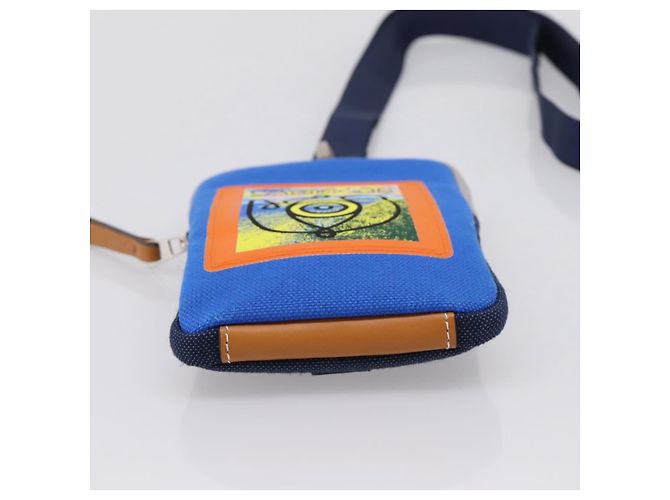 LOEWE Shoulder Pouch Canvas Blue Silver Auth bs37076V Silber Blau - Ansicht 5