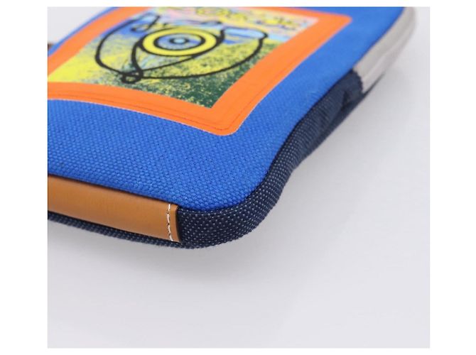 LOEWE Shoulder Pouch Canvas Blue Silver Auth bs37076V Silber Blau - Ansicht 9