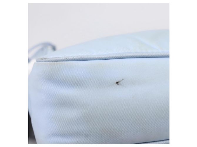 Bolsa de Mão PRADA Nylon Azul Claro Gold Auth ep15940A Dourado - vista 6
