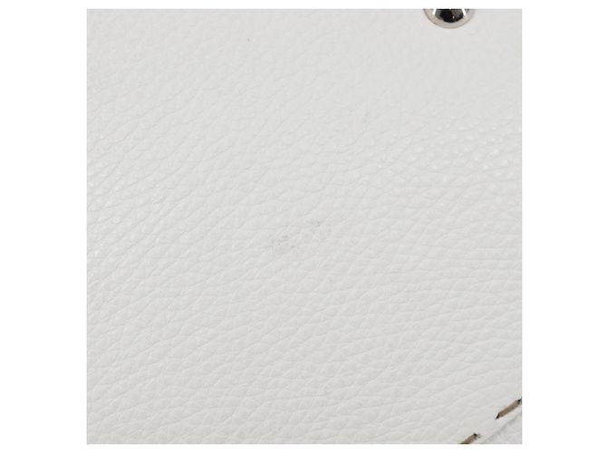 FENDI Celeria Tote Bag aus Leder Weiß Silber Auth bs37416V - Ansicht 18
