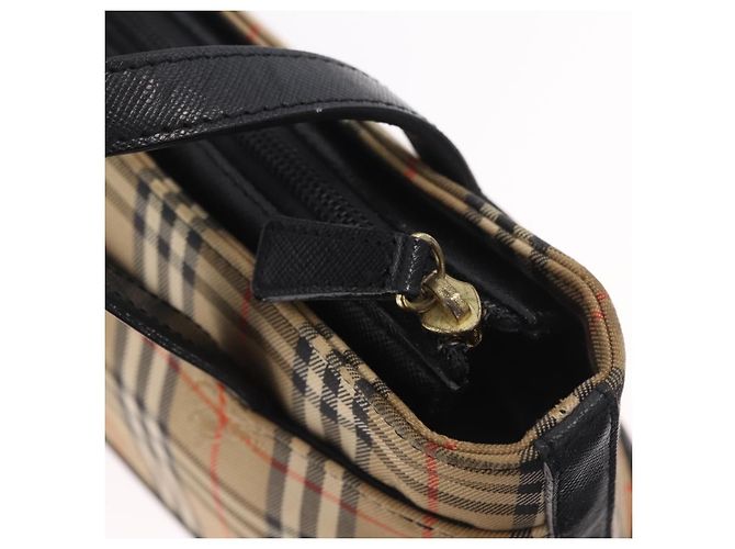 BURBERRY Nova Check Handtasche Canvas Beige Gold Auth 203383A Golden - Ansicht 10