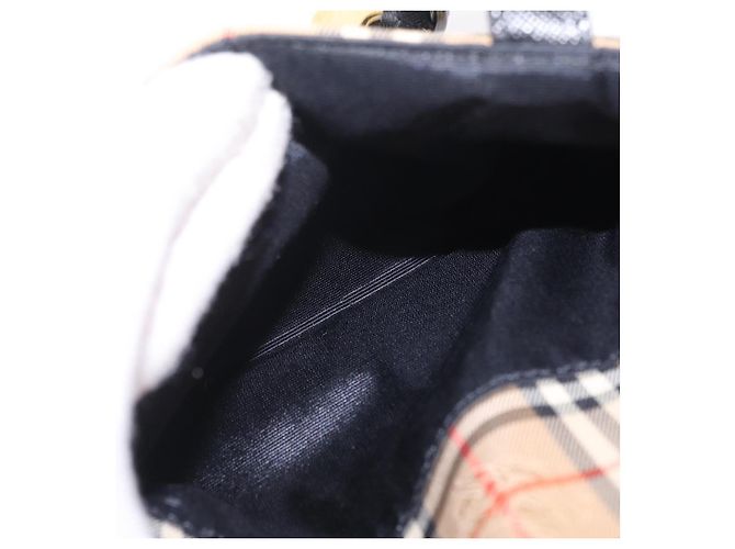 BURBERRY Nova Check Handtasche Canvas Beige Gold Auth 203383A Golden - Ansicht 12