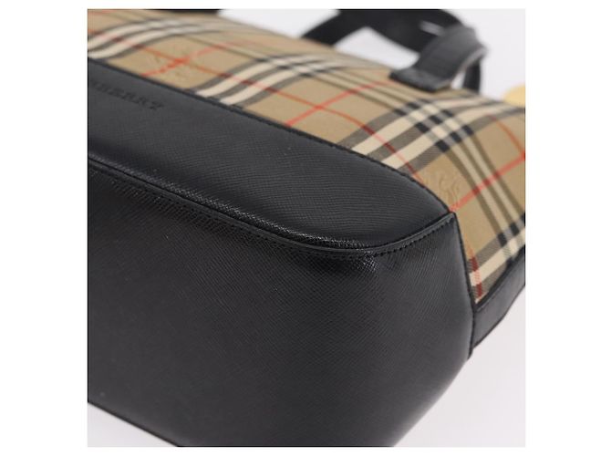 BURBERRY Nova Check Handtasche Canvas Beige Gold Auth 203383A Golden - Ansicht 16