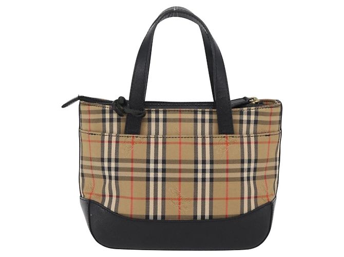 BURBERRY Nova Check Handtasche Canvas Beige Gold Auth 203383A Golden - Ansicht 2