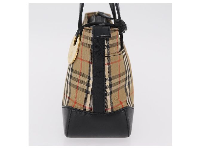 BURBERRY Nova Check Handtasche Canvas Beige Gold Auth 203383A Golden - Ansicht 3