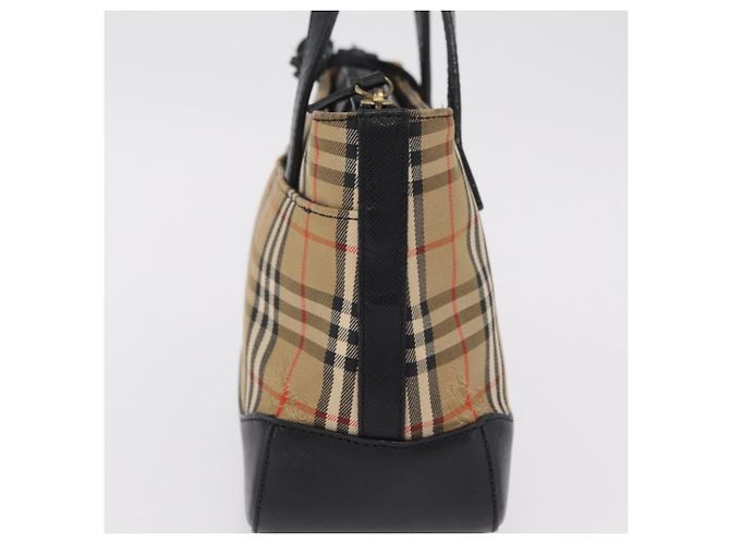 BURBERRY Nova Check Handtasche Canvas Beige Gold Auth 203383A Golden - Ansicht 4