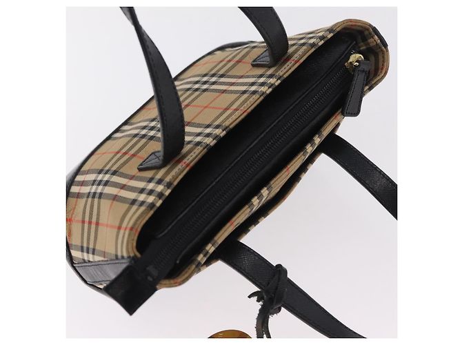 BURBERRY Nova Check Handtasche Canvas Beige Gold Auth 203383A Golden - Ansicht 7