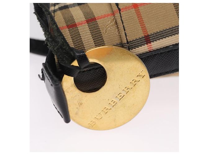 BURBERRY Nova Check Handtasche Canvas Beige Gold Auth 203383A Golden - Ansicht 9