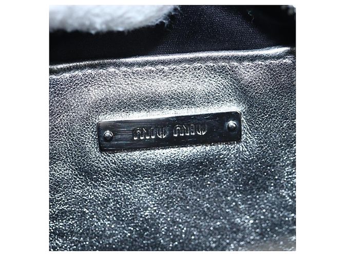 Borsa a tracolla Miu Miu Matelassé con catena in pelle 2way Argento Auth 204852M - vista 10