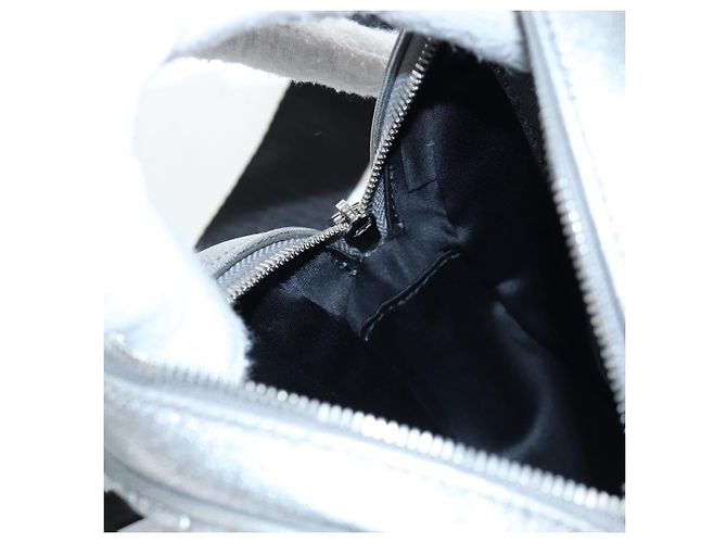 Borsa a tracolla Miu Miu Matelassé con catena in pelle 2way Argento Auth 204852M - vista 27