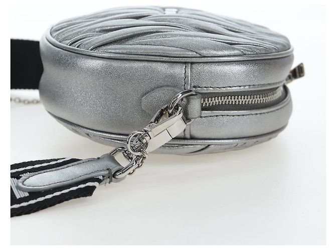 Borsa a tracolla Miu Miu Matelassé con catena in pelle 2way Argento Auth 204852M - vista 3