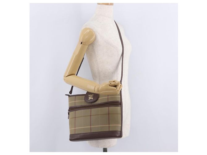 Borsa a tracolla Burberrys Nova Check Canvas Beige Gold Auth ep16148 D'oro - vista 30