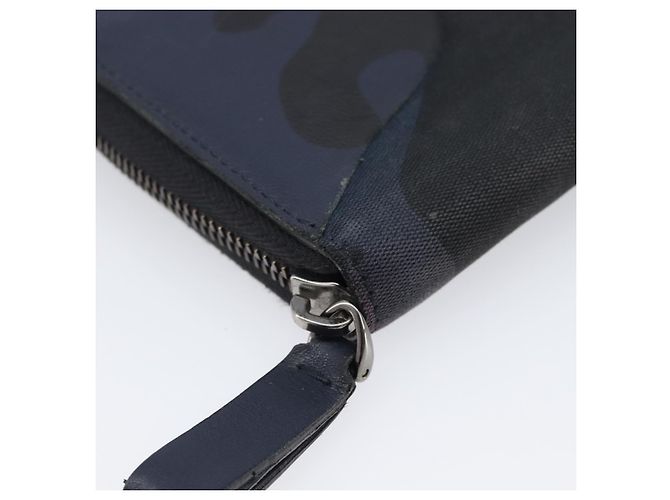 VALENTINO Long Wallet Canvas Navy Silver Auth bs37216 Silvery Navy blue - view 14