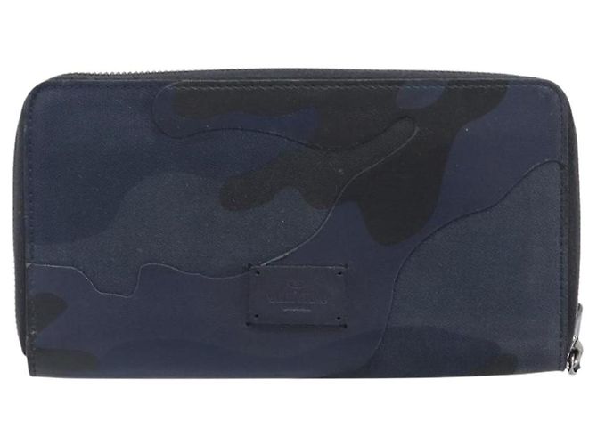 VALENTINO Long Wallet Canvas Navy Silver Auth bs37216 Silvery Navy blue - view 2